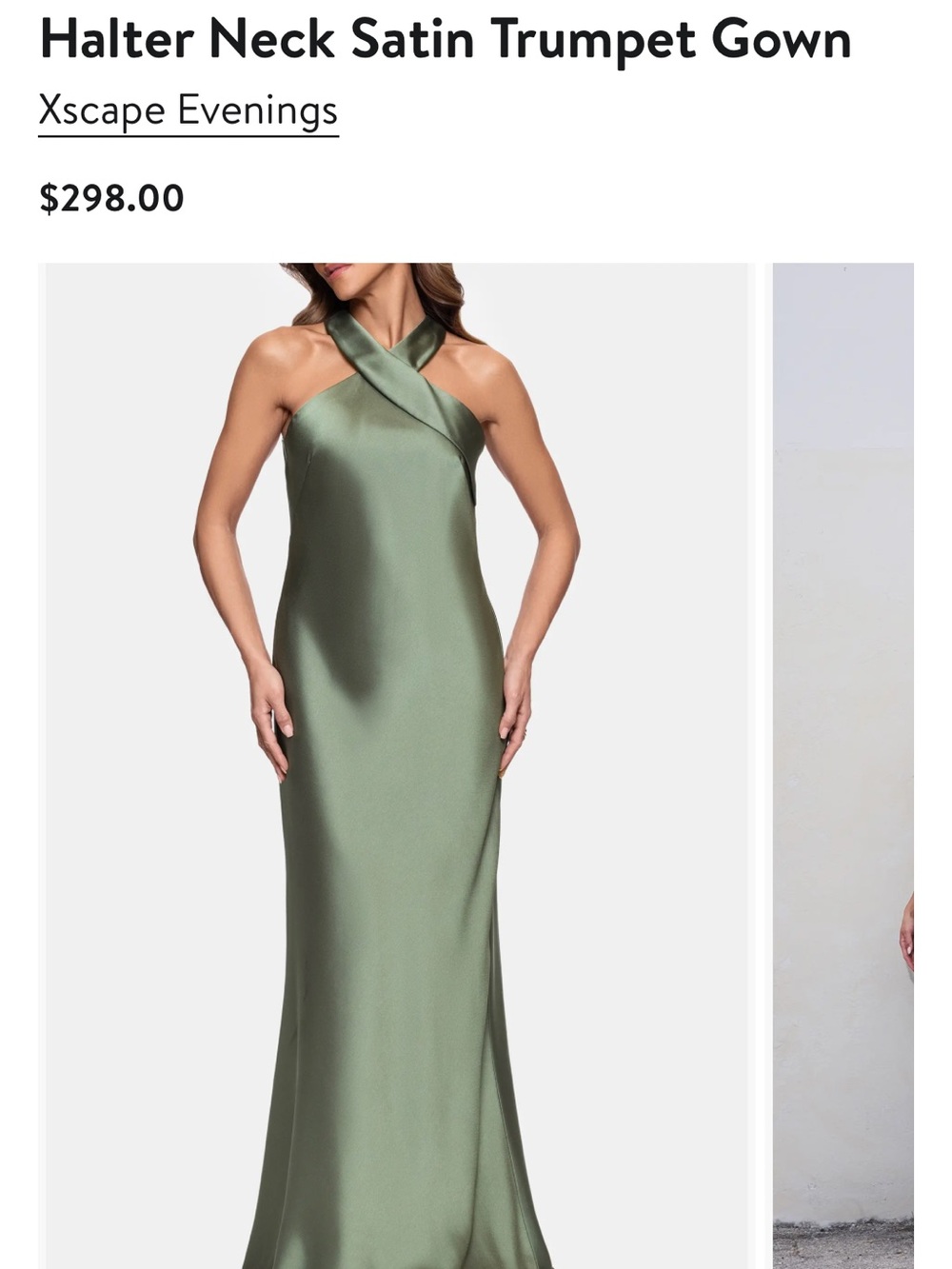 Xscape Evening Satin Halter Neck Trumpet Gown